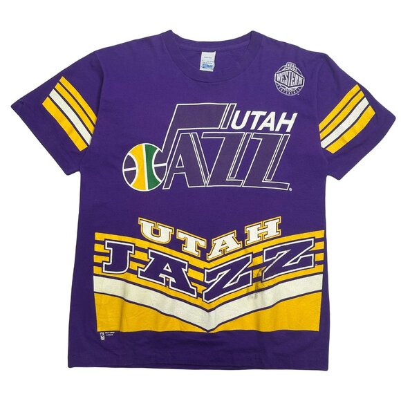 Vintage Salem Sportswear Utah Jazz AOP Tee L - Picture 1 of 9